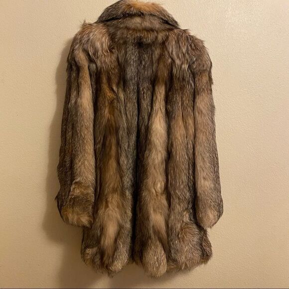 🍄 Crystal Fox Fur Genuine Brown Fur Coat - Picture 8 of 15